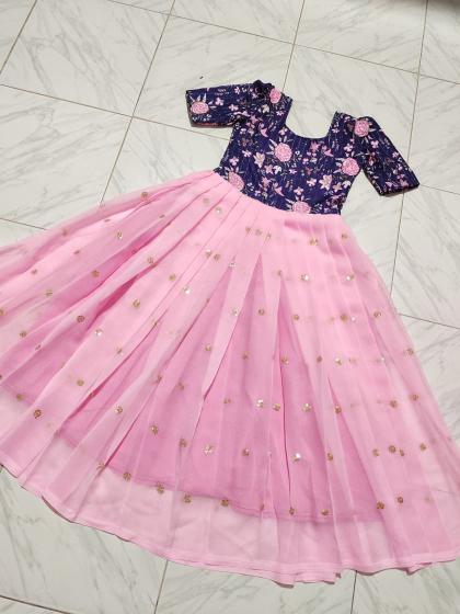 SUMMER GOWN Georgette silk pink Bulk kids clothing in Kolkata